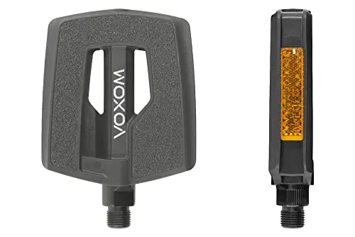 Voxom Pedale Trekking - Anti-Rutsch Fahrradpedale mit Reflektoren - Fahrradpedale mit optimalem Grip und integrierten Reflektoren für mehr Sicherheit im Straßenverkehr. Ideal für E-Bikes, Trekking- und City Bikes. Langlebige Konstruktion für hohen Qualitätsstandard.