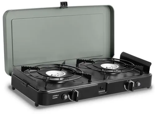 CADAC 2-Cook 3 Pro Classic Stove 30 mbar - Campingkocher mit 2 Brennern und automatischer Piezozündung, ideal für sicheres Kochen im Freien, besonders mit Kindern in der Nähe.