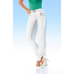 Stretch-Hose HEINE, Damen, Gr. 38, Normalgrößen, weiß, 48% Baumwolle, 45% Polyester, 7% Elasthan, Miedereinsatz:15% Elasthan, 85% Polyamid, unifarben, lang, Hosen