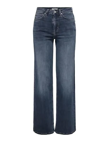 ONLY Female Jeans ONLMADISON mit weitem Bein - Hochtaillierte Jeans mit weitem Beinschnitt für einen lässigen Look. Material: 92% Baumwolle, 6% Elastomultiester, 2% Elasthan. Ideal für jeden Anlass.