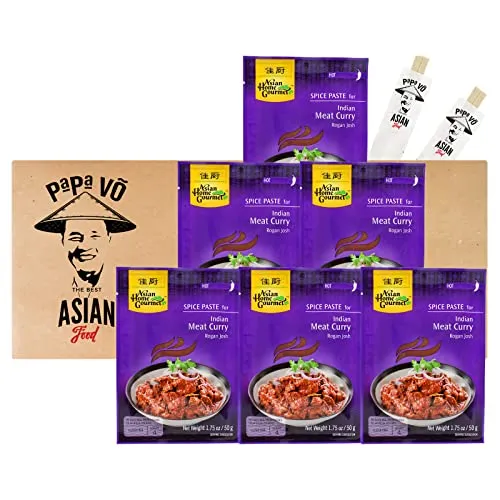 6er Pack (6x50g) Asian Home Gourmet Meat Curry Rogan Josh Würzpaste (Papa Vo ®)