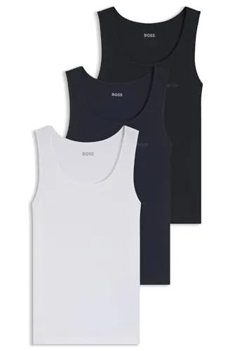 BOSS TankTop3P RibClassic 10271762 – Hochwertiges Baumwoll-Top - Dieses BOSS Tanktop aus 100 % Baumwolle bietet höchsten Tragekomfort und ist ideal für lässige Outfits. Perfekt für jeden Anlass.