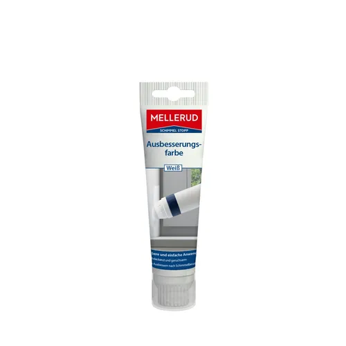 Mellerud Schimmel Stopp Ausbesserungsfarbe Weiß 90 ml - Weiße Dispersionsfarbe mit hoher Deckkraft, ideal zum schnellen Ausbessern nach Schimmelbeseitigung. Perfekt für Wand- und Deckenflächen sowie Fliesenfugen. Einfache Anwendung mit Schwammaufsatz!