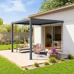 PRIMEYARD 3x3 Anbaupergola in Anthrazit mit Lamellendach - Stylische 3x3 Anbaupergola in Anthrazit, ausgestattet mit einem flexiblen Lamellendach für individuellen Schatten und Schutz. Ideal für Garten und Terrasse.