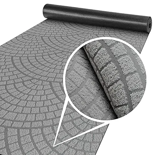 ANRO Teppich Läufer Küchenläufer Küchenteppich Läufer Flur Teppich Velours rutschfest waschbar für Flur, Schlafzimmer, Wohnzimmer, Küche Davis Grau 67 x 100cm