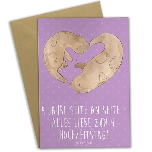 Mr. & Mrs. Panda babykarte 4. Hochzeitstag Seidenhochzeit - Geschenk, Heirat, Liebesjubiläum, osterkarte, einladungskarten, Heiraten, vier Jahre verheiratet, weihnachtskarten, Geschenke, vierter