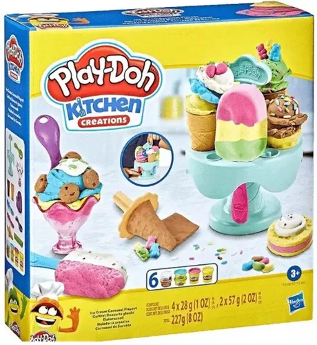 Hasbro Play-Doh Küchenwerkstatt Eiscreme Spielknet-Set F5332 - Kreative Eisdiele für Kinder - Knete Set für kreative Kinder ab 3 Jahren - Mit realistischer Eismaschine, Waffel-Presse und bunten Knete-Dosen fördert es Fantasie und Feinmotorik.