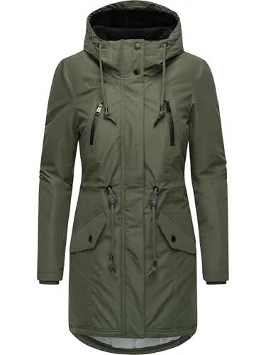 Ragwear Damen Wintermantel Elsien YOUMODO Dark Olive Gr. XXL – Atmungsaktiv und Wasserdicht - Stylischer Wintermantel mit hochwertigem Material, das wasserdicht ist. Ideal für kalte Tage, mit kuscheligem Teddyfell gefüttert und verstellbarer Kapuze für optimalen Tragekomfort. Praktische Taschen und taillierter Schnitt runden das Design ab.