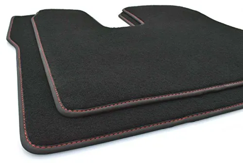 LKW Fußmatten MAN TGX und TG3 (Rote Ziernaht) Velours Matten in Original Qualität Tuning Autoteppich, 2-teilig Fahrer+Beifahrermatte
