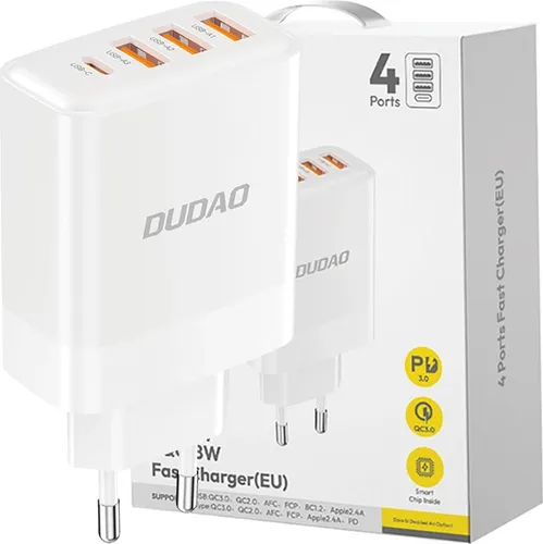 Dudao Netzladegert Power Delivery und Quick Charge 3.0 3x USB-A + 1x USB-C PD20W, weiss (A5HEU)