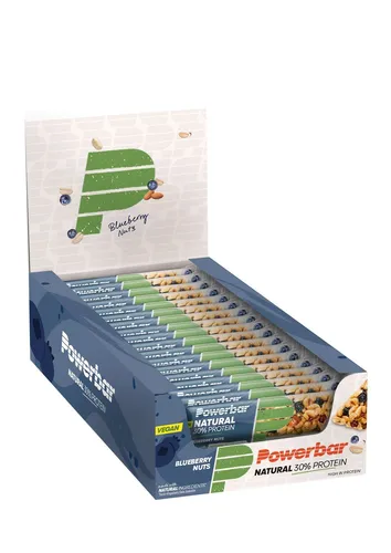 PowerBar Eiweissriegel Natural 30% Protein Heidelbeere/Nuss 18x40g - Proteinriegel mit 30% Protein, vegan und aus natürlichen Zutaten, ideal nach dem Training oder als gesunder Snack für Sportler.