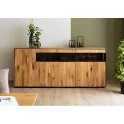 Massivmoebel24 Sideboard STARNBERG aus Wildeiche - Elegantes Sideboard aus natur geölter Wildeiche, 200x45x87 cm, ideal für stilvolle Wohnräume und bietet viel Stauraum.
