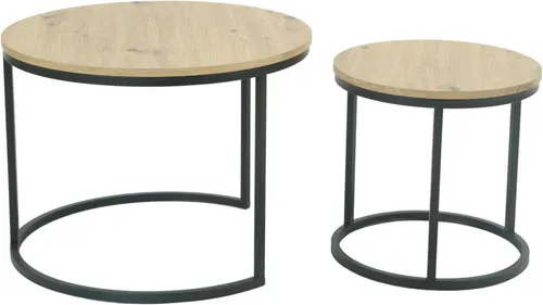 HELA Couchtisch LINDAU CT 2er-Set - Elegantes Couchtisch 2er-Set aus Eiche in braun, ideal für stilvolle Wohnzimmer und gemütliche Abende.