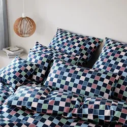 Elegante Mako Satin Bettwäsche Scrabble Kissenbezug 40x80 cm | Nachblau - Hochwertiger Kissenbezug aus feiner Baumwolle mit elegantem Scrabble-Design. Atmungsaktiv und temperaturausgleichend für besten Schlafkomfort. Ideal zur Kombination mit weiteren Bettwaren.