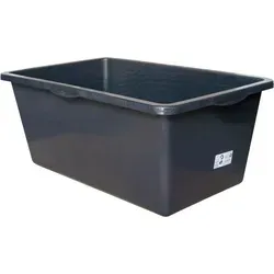 Testrut Mörtelkasten schwarz 90 Liter - Robuster Mörtelkasten aus stoßfestem Kunststoff, ideal für Garten und Baustelle. Ergonomische Griffmulden und glatte Innenfläche für einfache Handhabung und Reinigung. Maße: ca. 47 x 31,2 x 78,5 cm.