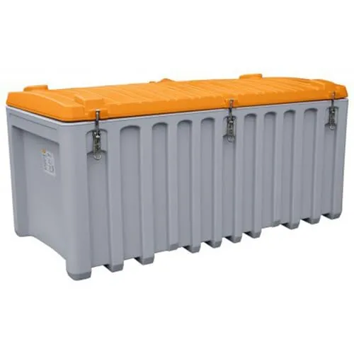 CEMO Werkzeugbox CEMbox 750 l grau/orange - Werkstatteinrichtung mit 750 l Volumen, spritzwasserdicht und ideal für Pritschenfahrzeuge – perfekter Schutz für Werkzeuge und Transportgüter.
