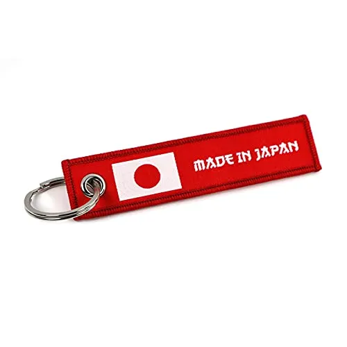 VmG-Store MADE IN Jet Tag Schlüsselanhänger 105x25mm Länderfahnen robustes festes Material umkettelt mit stilvollen Länder Fahnen S138 (Japan)