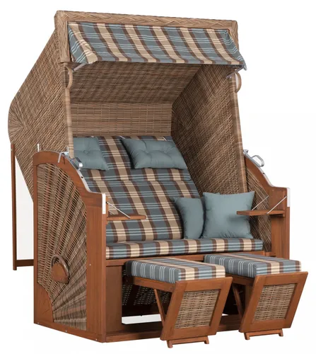 deVries Strandkorb Pure Classic XL Sun PE - Strandkorb mit XL-Sitzfläche, höhenverstellbaren Fußstützen und elegantem Design. Ideal für entspannte Stunden am Strand oder im Garten.