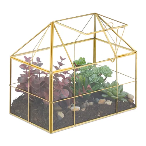relaxdays Gewächshaus Pflanzenterrarium aus Glas, stilvolle Hausform - Gewächshaus für Indoor-Gärten, ideal für Moos, Sukkulenten und Luftpflanzen. Das Glas-Terrarium schafft ein Mikroklima und ist perfekt für Fensterbänke oder Regale.