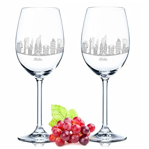 GRAVURZEILE Leonardo Weingläser mit Skyline Köln - Hochwertige Lasergravur im Set für Weingenießer - 🍷 100% LEONARDO - Hochwertige Weingläser mit präziser 360° Lasergravur. Ideal als Geschenk oder Souvenir für Sammler. Robuste Qualität, spülmaschinengeeignet und perfekt für besondere Anlässe.