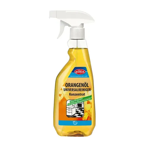 Eilfix Orangenöl Universalreiniger Konzentrat 500 ml - Vielseitiger Allzweckreiniger mit natürlichem Orangenöl für starke Verschmutzungen. Ideal für Küche und Bad, hinterlässt einen frischen Duft. Ergiebig einsetzbar, biologisch abbaubare Formel.