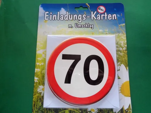 Stk. Einladungs-Karten mit Umschlag " 70. Geburtstag ", Neu & OVP 6