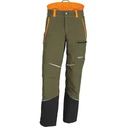 KOX Schnittschutzhose Mistral 3.0 Grün/Orange Größe 46 | Typ A - Komfortable Schnittschutzhose für sicheres Arbeiten mit Kettensägen. Atmungsaktives Stretchgewebe für Bewegungsfreiheit und Strapazierfähigkeit. Ideal für den professionellen Einsatz.
