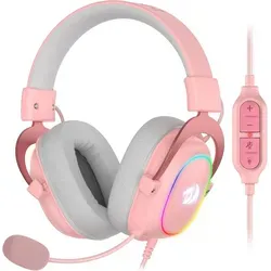 Redragon Klarer Audio 7.1 Surround-Sound mit 53MM-Treiber Abnehmbares Mikrofon Gaming-Headset (Dank der integrierten Steuerung lassen sich Lautstärke und Mikrofon bequem anpassen. Bleiben Sie flexibel und passen Sie Einstellungen schnell und mühelos an., mit Geräuschunterdrückung sorgt für verzerrungsfreie Kommunikation) rosa