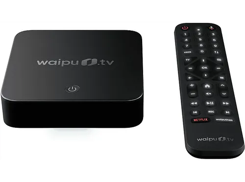waipu.tv Box - 4K Streaming mit Fernbedienung - Media-Streaming-Client mit 4K Ultra HD, HDR10+ und Dolby Atmos für beeindruckendes Fernsehen. Inkl. 3 Monate Zugang zu 300 TV-Sendern und 30.000 Filmen & Serien.