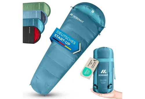 NORDMUT® Schlafsack Erwachsene – Ultraleicht & Kompakt für Outdoor-Abenteuer - Schlafsäcke – Mit nur 900g und einem Packmaß von 15x30cm ist dieser Mumienschlafsack ideal für Camping, Trekking und Festivals – bequem und platzsparend!