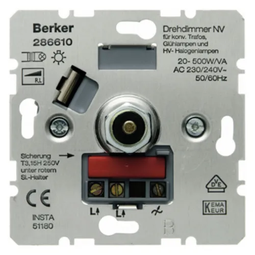 BERKER Drehdimmer 286610 20-500W Dreh-Dimmer-Einsatz 2866-10