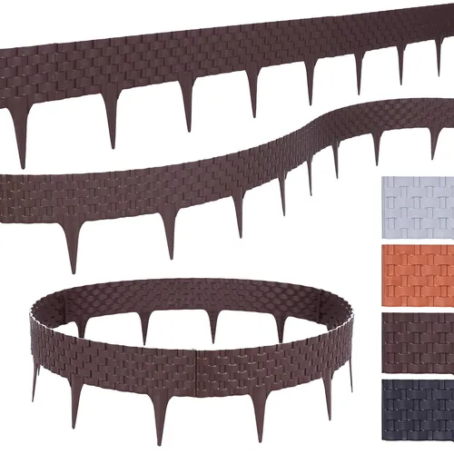 BooGardi Beetumrandung Rasenkante Rattanoptik, LxH: 80,00x9.5 cm, 10 Stück Braun, Beeteinfassung flexibel Mähkante Gartenzaun, Braun