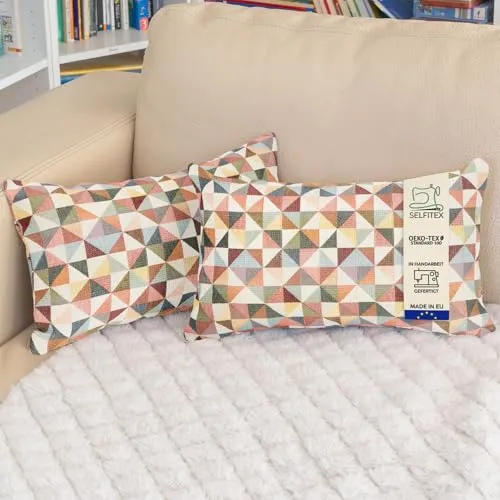 Selfitex 2er Set Bunte Couchkissen 30x50 cm – Kuschelweiche Deko- und Rückenkissen für dein Wohnzimmer - Verleihe deinem Wohnraum mit unseren bunten Sofakissen im 2er Set ein frisches Flair. Die Kissen bieten nicht nur Komfort, sondern sind auch ein stilvolles Dekorationselement. Ideal für gemütliche Stunden auf Sofa oder Sessel.