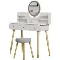 Vicco Schminktisch Edda mit LED-Spiegel und Hocker - Sonstige Schlafzimmermöbel mit modernem Design, ideal für stilvolle Make-Up-Rituale und optimalen Stauraum dank praktischer Schubladen.