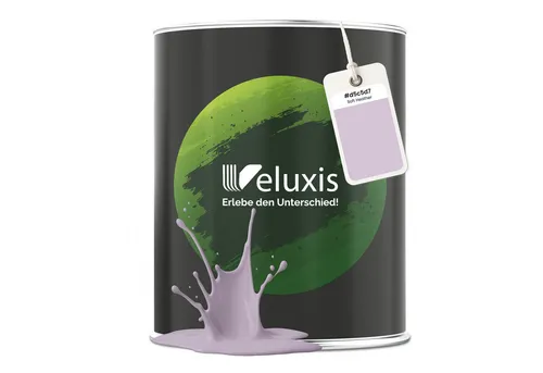 Veluxis® Edle Wandfarbe - Hochdeckend & Tropfarm in Soft Heather - Hochdeckende Innenwandfarbe mit glattem Finish. Ideal für Raufaser, Beton und Gipskarton. Emissionsarm und spritzarm, für ein einfaches Streichen ohne Ansätze.