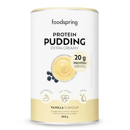 foodspring - Protein Pudding Vanillegeschmack 360 g - Proteinreiches Puddingpulver zum Anrühren mit Wasser oder Milch - Dessert zuckerarm & fettarm mit Milchproteinisolat - Extra cremige Konsistenz