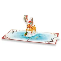 paperdora Weihnachtskarte 3D Pop-Up-Karte „Weihnachten“ mit Umschlag und Wachssiegel - Grußkarte, Weihnachten Geschenk
