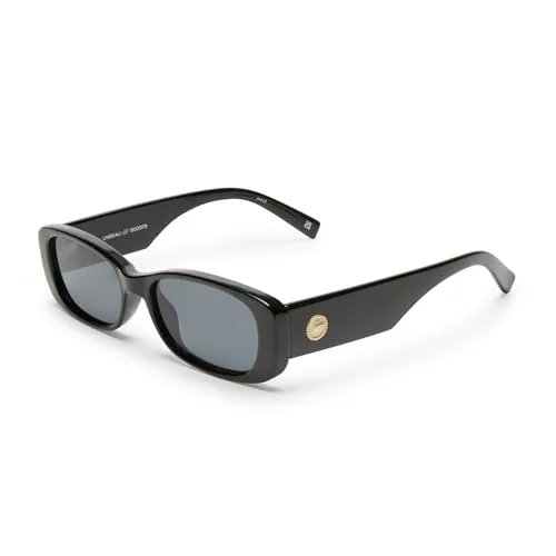 Le Specs UNREAL! SHINY BLACK - Sonnenbrille für Damen Runde Rahmenform mit hohem UV-Schutz LSP1902078