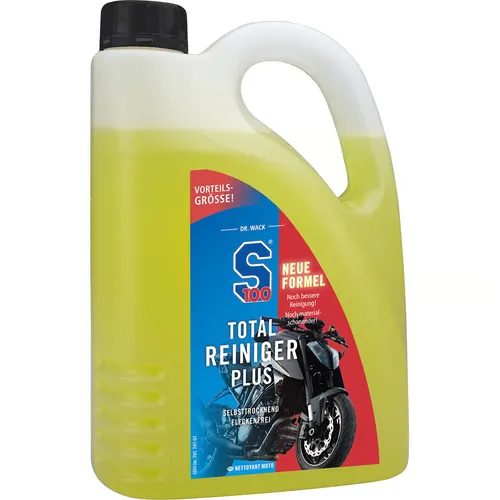 Dr.Wack Motorradreiniger S100 Total Reiniger Plus, Gel, 2L - Reiniger & Entfettungsmittel für alle Motorradoberflächen, entfernt mühelos Insekten und Öl, trocknet fleckenfrei ohne Abledern - Made in Germany.