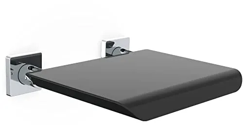 emco SYSTEM2 Duschsitz zur Wandmontage - Klappbarer Duschstuhl, TÜV-geprüft, schwarz - Dusch- & Badestühle: Praktischer klappbarer Duschsitz aus Kunststoff und Metall, belastbar bis 110 kg, ideal für Senioren und Personen mit Stehbeeinträchtigung – sicher und platzsparend.