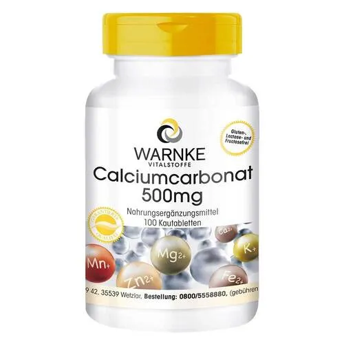 Calciumcarbonat 500 Kautabletten 100 St - Arzneimittel zur Unterstützung der Knochen- und Zahngesundheit, ideal für eine tägliche Calciumversorgung.
