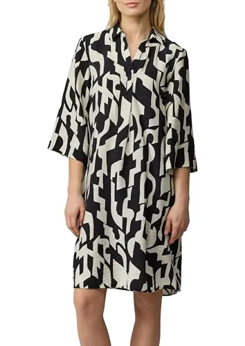 s.Oliver Blusenkleid mit All-Over Print, Gr. 36 - N-Gr, BLACK AOP N-Gr - Sommerkleider: Elegantes Blusenkleid mit sportlichem Touch, pflegeleichter Webstoff und praktischen Eingrifftaschen für den perfekten Look.