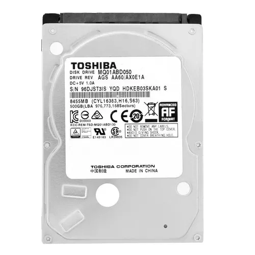 Toshiba 500GB Festplatte MQ01ABD050 - Intern (Laptop) Festplatte mit 500 GB Speicher, 5400 RPM für schnelle Datenübertragung und 8 MB Cache für verbesserte Leistung.