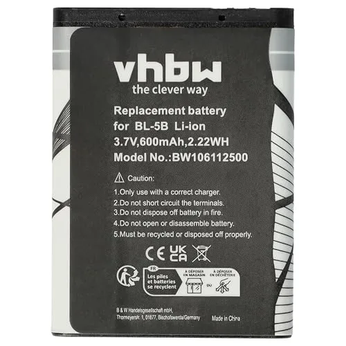 vhbw Akku kompatibel mit Technaxx Musicman BT-X1, MA Soundstation Handy Smartphone Telefon (600mAh, 3,7V, Li-Ion)