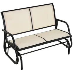 Outsunny Schaukelstuhl 2-Sitzer - Beige, 120L x 70B x 85H cm - Gartenbänke mit Schaukelfunktion für entspannte Stunden im Freien. Robuste Metallkonstruktion und atmungsaktiver Netzbezug sorgen für Komfort und Langlebigkeit.