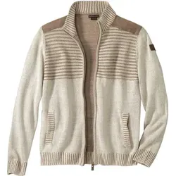 Atlas For Men - Herren Jacke Wildlederähnlich mit Schulter Panel - Beige - XXL - Funktionsjacke aus 100% Polyacryl mit durchgehendem Reißverschluss und stylishem Wildlederähnlichem Schulter Panel, ideal für Outdoor-Aktivitäten.