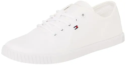 Tommy Hilfiger CANVAS LACE UP SNEAKER - Stylischer Freizeitschuh mit gestickter Logoflagge, ideal für sportliche Outfits. Fällt klein aus, bitte eine Größe größer bestellen. Perfekt für jeden Tag!