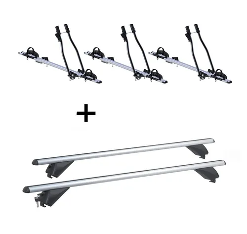 VDP Dachträger für Opel Astra H SW (2007-2011) mit 3x SAGITTAR Fahrradträger - Dachgepäckträger für Opel Astra H SW (5 Türer) mit 3x SAGITTAR Fahrradträger. Ideal für den sicheren Transport von Fahrrädern bis 15 kg, leicht montierbar und abschließbar.