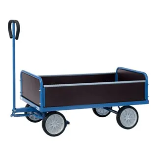 Fetra Handwagen 4051V, 4 Bordwände, 500kg Tragkraft - Handwagen mit wasserfestem Sperrholz und automatischer Rückstellung der Deichsel. Ideal für schwere Lasten bis 500 kg und Made in Germany!