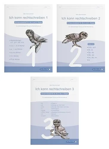 Ich kann rechtschreiben 1 bis 3 - Schülerarbeitshefte für die 2. bis 4. Klasse - neues Design: Meine Eulenhefte im 3er Set zur selbstständigen Übung ... zur selbstständigen Übung der Rechtschreibung